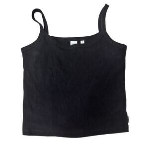 TNA Black Ribbed Cropped Tank Top M Womens Aritzia Basic Cami Y2K Cotton Stretch